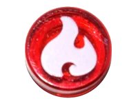 LEGO onderdeel Tile, Round 1 x 1 with Elves Fire Power Symbol, White Flame Pattern (98138pb032)