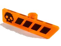 LEGO part Minifigure, Utensil Gameplayer Label with Pixelated Black Skull and Broken Stripe / Health Bar Pattern 65191pb02