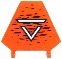 LEGO part Flag 5 x 6 Hexagonal with White 'V' and Stripe and Black Stripes and Pixels Pattern (Sticker) - Set 71712 x1435pb030
