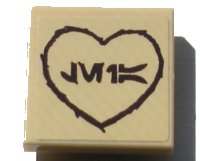 LEGO part Tile, Modified 2 x 2 Inverted with Aurebesh Characters 'LEIA' and Heart Pattern (Sticker) - Set 10236 11203pb032