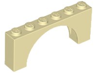 Bogen 1 x 6 x 2 - Dünne Oberseite ohne verstärkte Unterseite, LEGO Teilenummer 12939