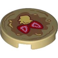 LEGO part Loseta, Redonda 2 x 2 con Soporte de Espiga en la Parte Inferior con Patrón de Panqueque con Fresas y Mantequilla 14769pb613