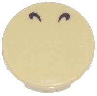 LEGO part Tile, Round 2 x 2 with Bottom Stud Holder with 2 Dark Brown Curved Lines Pattern (Super Mario Nostrils) 14769pb627