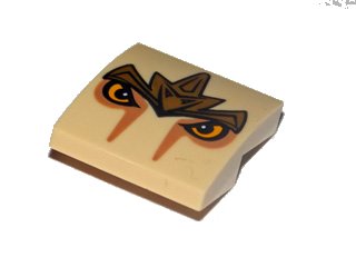 LEGO part Slope, Curved 2 x 2 x 2/3 with Lion Armor and Eyes Pattern (15068pb002)