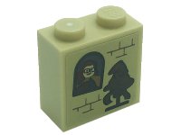 LEGO onderdeel Steen, Gewijzigd 1 x 2 x 1 2/3 met Noppen op Zijkant met Portretfoto, Sorteerhoed en Stenen Patroon (Sticker) - Set 71043 22885pb003