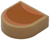 LEGO onderdeel Tile, Round 1 x 1 Half Circle Extended with Fingernail with Curves, Medium Nougat Nail Bed, Nougat Edge and Lunula Pattern 24246pb060