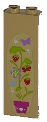LEGO part Brick 1 x 2 x 5 with Strawberry Plant, Flowers and Butterflies Pattern Model Left Side (Sticker) - Set 3315 2454pb074L