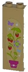 LEGO part Brick 1 x 2 x 5 with Strawberry Plant, Flowers and Butterflies Pattern Model Right Side (Sticker) - Set 3315 (2454pb074R)