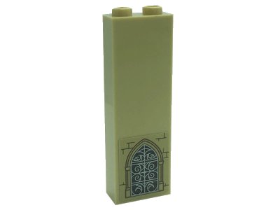 LEGO part Brick 1 x 2 x 5 with Ornate Stained Glass Window and Bricks Pattern (Sticker) - Set 71043 (2454pb197)