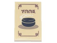 LEGO part Tile 2 x 3 with Ninjago Logogram 'FOOD', Black Bowl with Lid, White Steam Pattern (Sticker) - Set 71741 26603pb126
