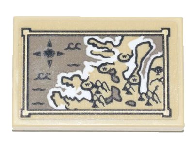 LEGO part Tile 2 x 3 with Antique Map with Compass Rose, Temples and Waves Pattern (Sticker) - Set 71741 (26603pb132)
