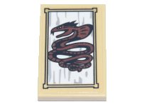 LEGO part Tile 2 x 3 with Framed Picture of Reddish Brown Serpent Dragon (The Great Devourer) Pattern (Sticker) - Set 71741 26603pb133