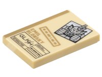 LEGO part Tile 2 x 3 with Legal File with Dark Tan 'EMIL BLONSKY', Black 'GLK/H' and Minifigure Mugshot  Pattern 26603pb354