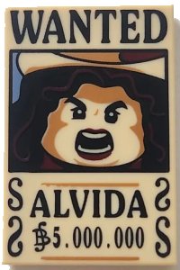 LEGO onderdeel Tile 2 x 3 with Wanted Poster with Black 'WANTED' 'ALVIDA' (Belly) '5.000.000' Pattern 26603pb534