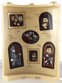 LEGO part Quart de Cylindre 4 x 4 x 6 avec Briques et Six Portraits avec Motif Chevalier sur Intérieur (Autocollant) - Set 71043 30562pb060