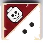 LEGO part Tile 2 x 2 with 2 Black Dots and Skull Pattern 3068pb0418