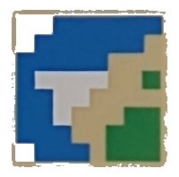 LEGO part Carreau 2 x 2 with Pixelated Blue, Green, and White Pattern (Minecraft Map) 3068pb1892