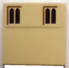 LEGO part Tile 2 x 2 with Dark Brown Windows and Reddish Brown Lines Pattern (Sticker) - Set 71043 (3068pb2331)