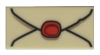 LEGO part Tile 1 x 2 with Envelope with Red Wax Seal and Dark Tan Highlights Pattern 3069pb0730