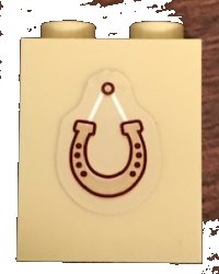 LEGO part Stein 1 x 2 x 2 avec support de tenon intérieur avec motif fer à cheval suspendu (Autocollant) - Ensemble 41126 3245cpb101