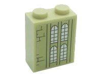 LEGO onderdeel Brick 1 x 2 x 2 with Inside Stud Holder with Windows and Bricks Pattern Model Left Side (Sticker) - Set 71043 3245cpb180l