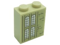 LEGO onderdeel Brick 1 x 2 x 2 with Inside Stud Holder with Windows and Bricks Pattern Model Right Side (Sticker) - Set 71043 3245cpb180r