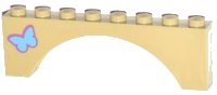 LEGO onderdeel Arch 1 x 8 x 2 with Medium Blue Butterfly Pattern on Left Side (Sticker) - Set 3185 3308pb02L