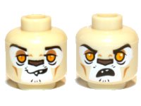 LEGO onderdeel Minifigure, Head Dual Sided Alien Chima Lion with Orange Eyes, Brown Nose, Crooked Smile / Open Mouth Pattern (Leonidas) 3626pb0881