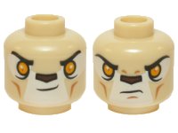 LEGO onderdeel Minifigure, Head Dual Sided Alien Chima Lion with Orange Eyes and Dark Brown Nose, Neutral / Stern Pattern 3626pb1224