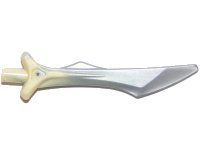 LEGO onderdeel Minifigure, Weapon Sword, Blade with Bar and Spike on Side with Marbled Flat Silver Pattern 37680pb01