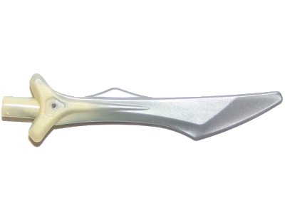 LEGO onderdeel Minifigure, Weapon Sword, Blade with Bar and Spike on Side with Marbled Flat Silver Pattern (37680pb01)