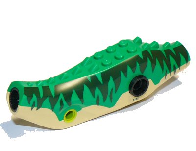 LEGO onderdeel Dinosaur Body Indoraptor / Baryonyx / Therizinosaurus with Dark Green Stripes on Green Background Pattern (39039c02pb02)