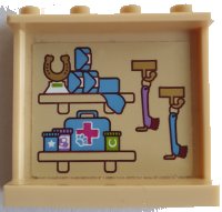 LEGO part Panel 1 x 4 x 3 with Side Supports - Hollow Studs with Horse Medical Supplies and Brushes on Hooks Pattern on Inside (Sticker) - Set 41126 60581pb133