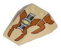 LEGO part Wedge 4 x 4 Triple without Stud Notches with Brown Panels, Gray Machinery, Lime Light Pattern 6069px1