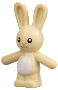 LEGO part Bunny / Rabbit Standing with Black Eyes, Dark Tan Nose and Mouth, White Stomach Pattern 66965pb01