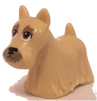 LEGO part Dog, Terrier Scottish (Scottie) with Dark Tan Eyes, Eyebrows, and Muzzle Pattern 83188pb02