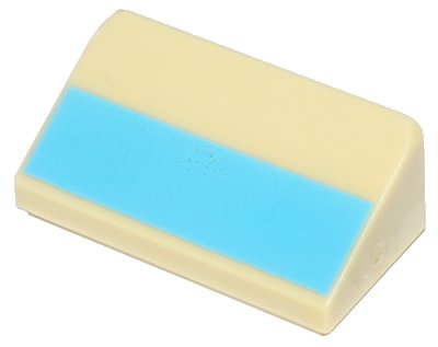 LEGO part Slope 30 1 x 2 x 2/3 with Medium Azure Stripe Pattern (85984pb267)