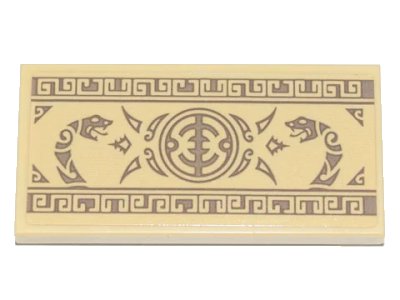 LEGO onderdeel Tile 2 x 4 with Mural with Geometric Scrollwork, Round Symbol and 2 Anacondrai Serpents Pattern (Sticker) - Set 71741 (87079pb0858)