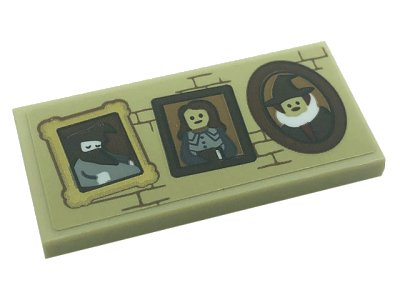 LEGO part Tile 2 x 4 with 3 Portrait Pictures and Bricks Pattern (Sticker) - Set 71043 (87079pb0988)