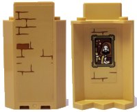 LEGO part Panel 3 x 3 x 6 Corner Wall without Bottom Indentations with Bricks Type 1 Outside and Portrait of Man with Dog Inside Pattern (Stickers) - Set 75953 87421pb047