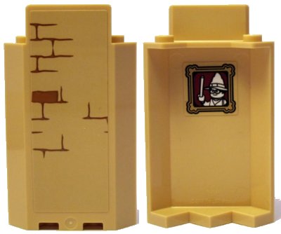 LEGO part Panel 3 x 3 x 6 Corner Wall without Bottom Indentations with Bricks Type 1 Outside and Portrait of Wizard Type 2 Inside Pattern (Stickers) - Set 75953 (87421pb049)