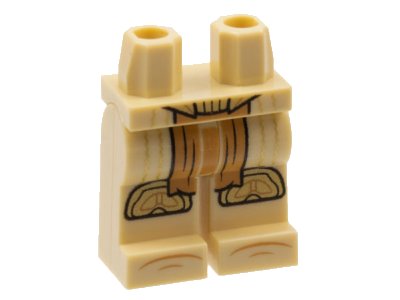 LEGO part Hips and Legs with Medium Nougat Loincloth, Gold Knee Pads and Trim Lines Pattern (970c00pb1292)