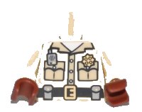 LEGO part Torso Shirt Button Down with Pockets, Radio, Badge and Belt Pattern / Tan Arms / Reddish Brown Hands 973pb0717c01