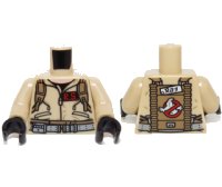LEGO part Torso Ghostbusters Jumpsuit with 'R.S.' ID Badge and 'Ray' on Reverse Pattern / Tan Arms / Black Hands 973pb1699c01