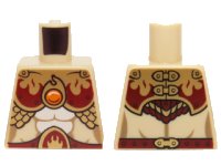 LEGO part Torso Female with Dark Red and Gold Armor with Scales and Orange Round Jewel (Fire Chi) Pattern 973pb1719