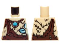 LEGO part Torso Fur with Ragged Brown Top and Blue Chi Pattern 973pb1733