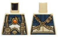 LEGO part Torso Chima Female Outline with Dark Blue and Gold Armor with Scales, Straps, Pouches and Fire Chi Emblem Pattern 973pb1833
