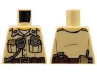 LEGO part Torso Police Shirt with Pockets, Silver Radio and Badge, Brown Belt with Canteen and Phone Pattern 973pb1904