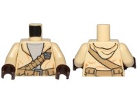 LEGO part Torso SW Hooded Shirt over Light Bluish Gray Undershirt and Dark Tan Straight and Diagonal Belts with Pockets Pattern / Tan Arms / Dark Brown Hands 973pb2205c01
