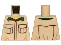 LEGO part Torso Shirt with Black Outlined Pockets and Dark Green Collar Pattern 973pb3167